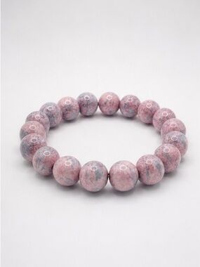 Pink Marble Beaded Stretch Bracelet | Frosted Stone Look | Minimalist Stack